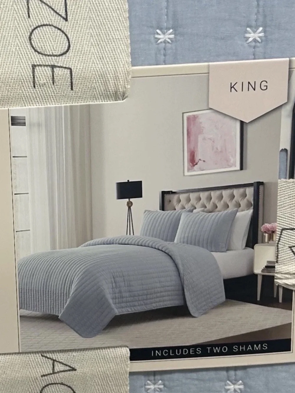 Rachel Zoe Blue Cotton King Quilt Set 106”x92”